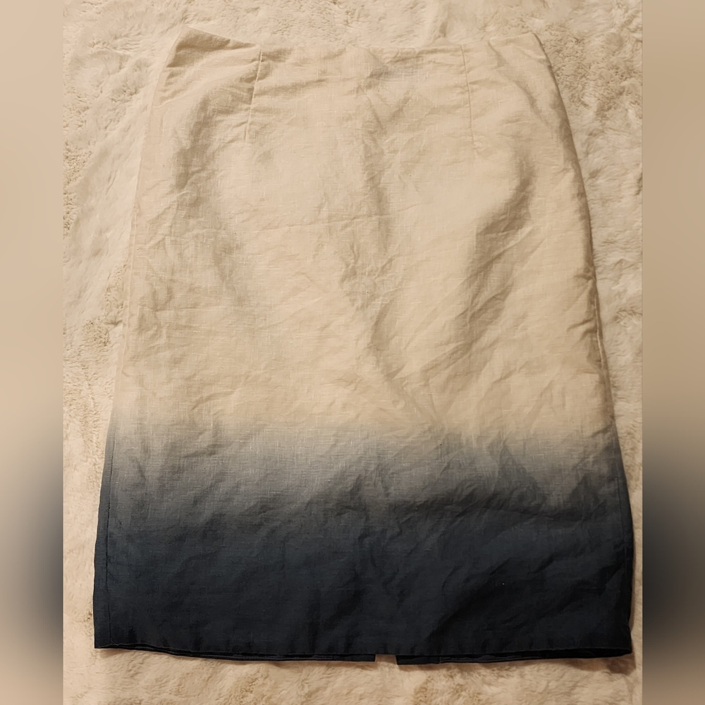 🌊 J. Crew, 100% linen ombre white to blue pencil skirt